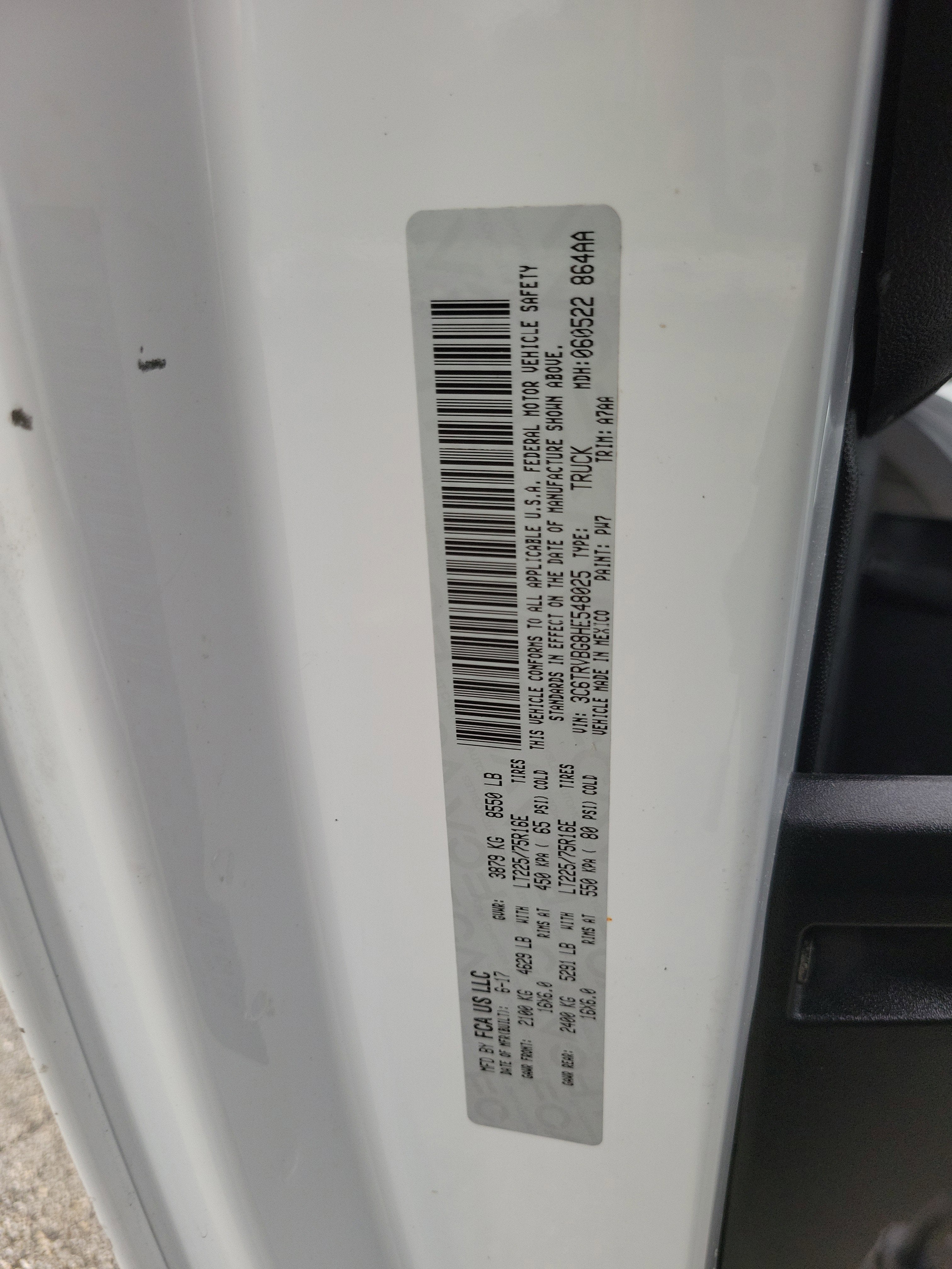 2017 RAM ProMaster Cargo Van NA