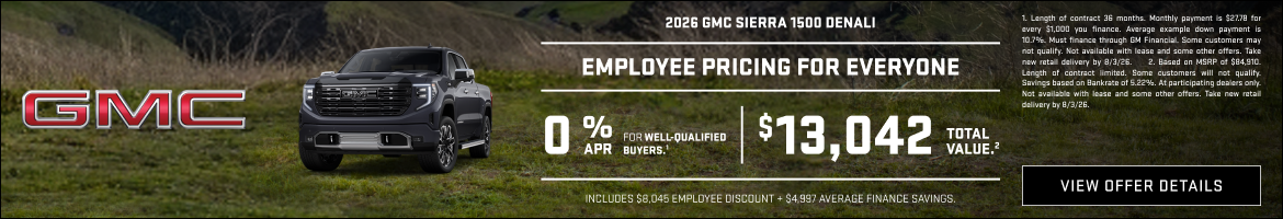 EMPLOYEE PRICING FOR EVERYONE

0% APR for well-qualified buyers.1

$13,042 Total Value.2

Include...