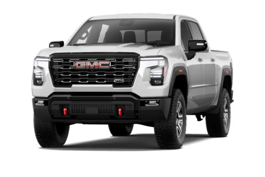 White 2027 GMC Sierra 1500 AT4 pickup truck shown from a front three-quarter view.